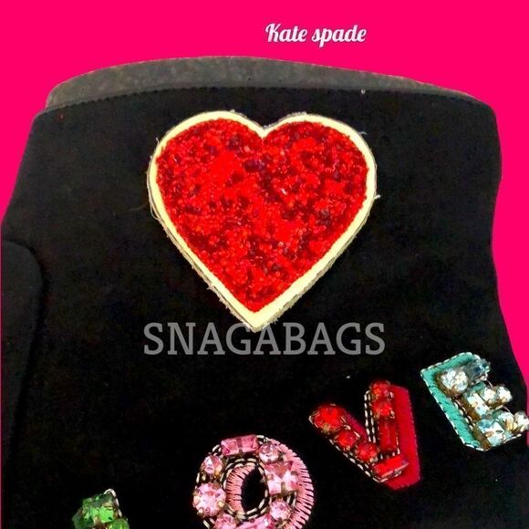 KATE SPADE NIB LIVERPOOL BLACK KID SUEDE ANKLE BOOTS SPARKLY EMBELLISHED SIZE 8M - Picture 7 of 13